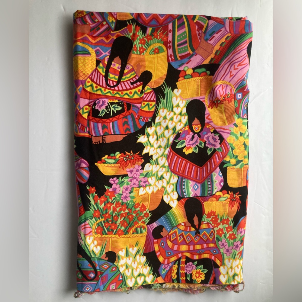 2 Yards RARE OOP 2007 Vintage Alexander Henry Zocalo Bright Fabric Mexico